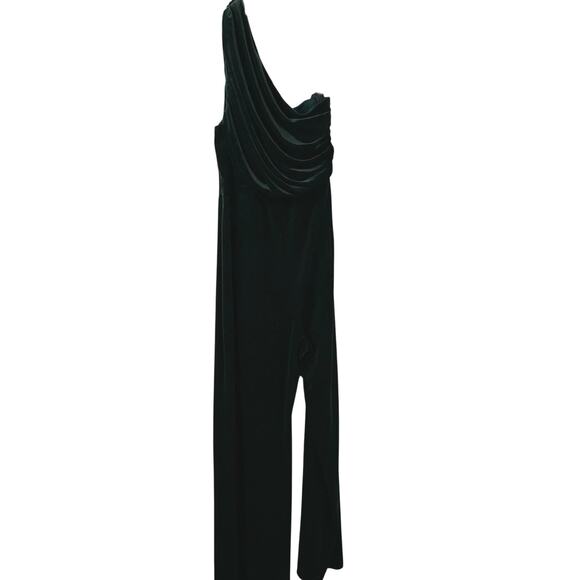 Express Pants - Express Women Velvet One Shoulder Pants Jumpsuit Green Christmas Holiday Large